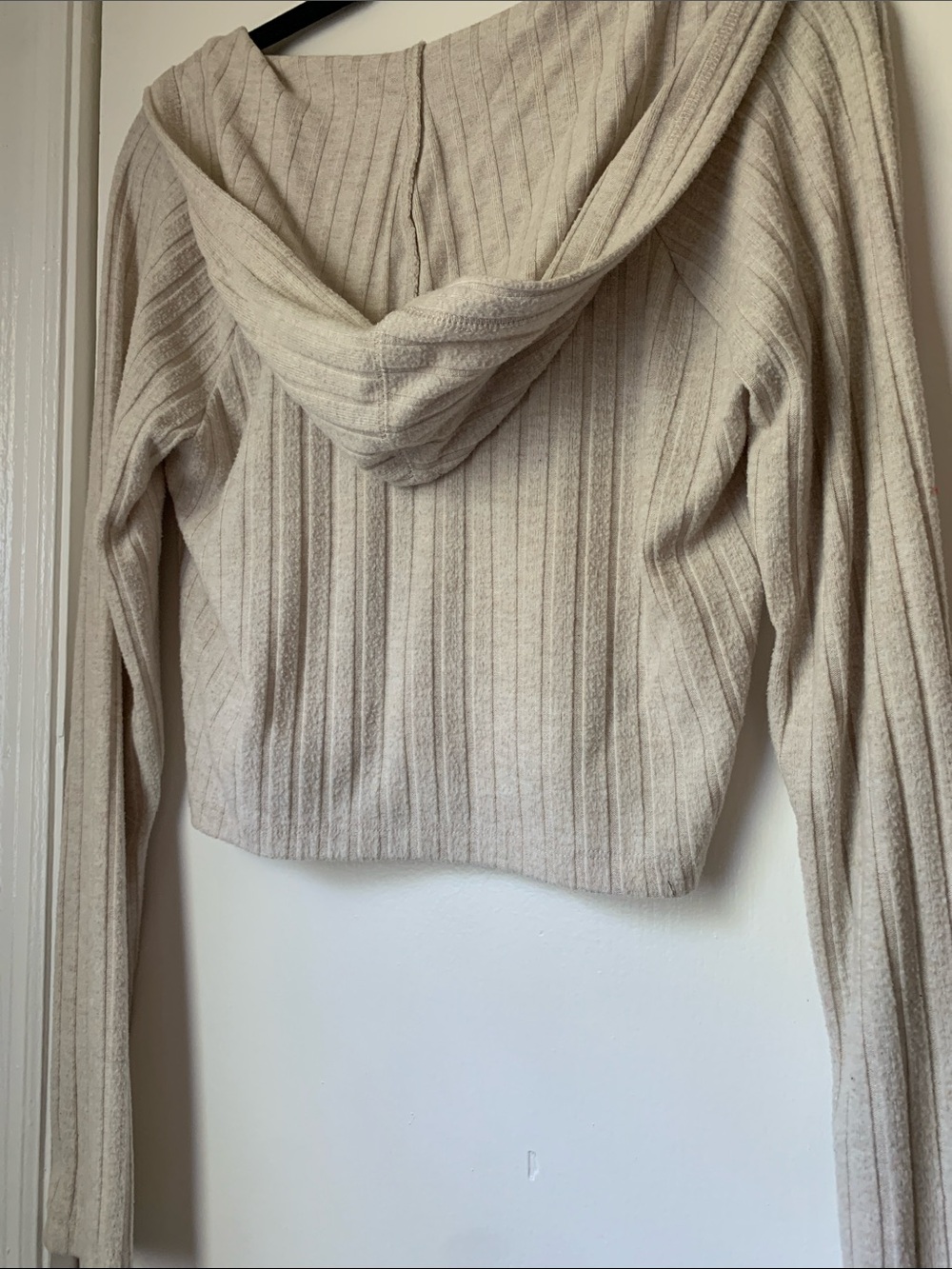 Universal Thread Beige Ribbed Cropped Hoodie - Picture 4 of 5
